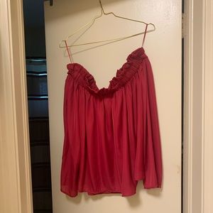 Red flowy tube top